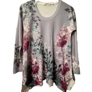 Soft Surroundings Top S Floral Multicolor Scoop neck Long Sleeve tunic